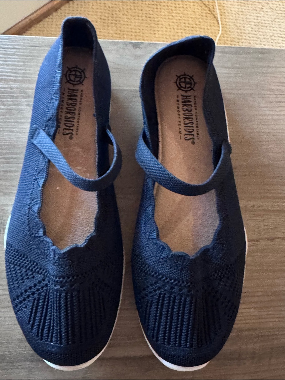 Harborside Navy Knit Mary Jane Flats with Strap